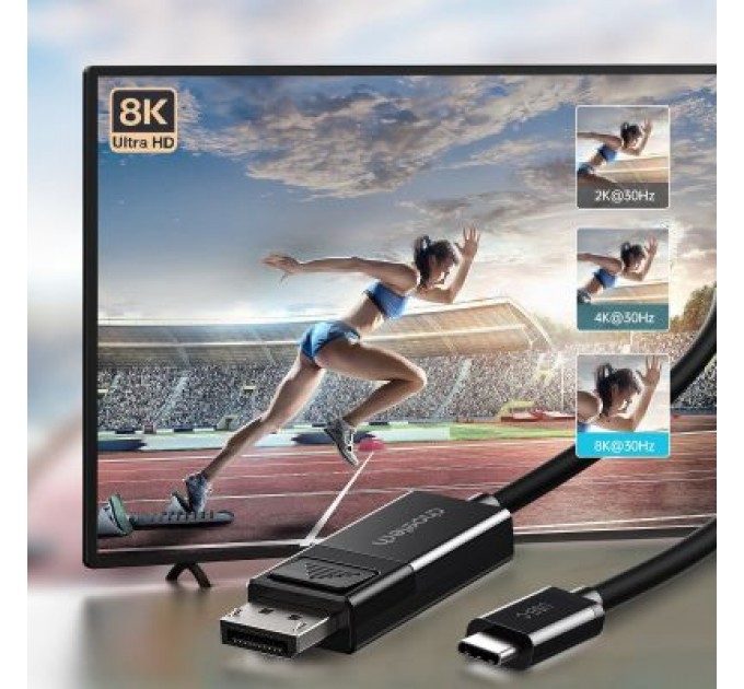Choetech Кабель мультимедійний USB 3.1 Type-C to DisplayPort 1.8m V1.4 Thunderbolt 3 4K60Hz PVC Choetech (XCP-1803)
