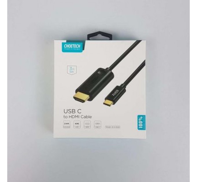 Choetech Кабель мультимедійний USB-C to HDMI 3.0m USB 3.1 Thunderbolt 3 Choetech (XCH-0030)