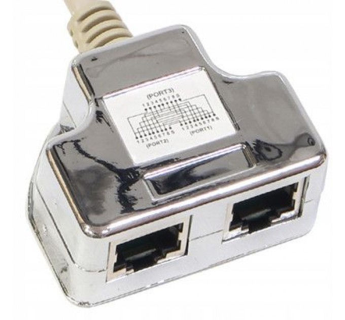 Hypernet Розгалужувач витої пари, UTP, cat.5e, 1*Male/RJ45-2*Femail/RJ45 Hypernet (YT4-U2-U2)