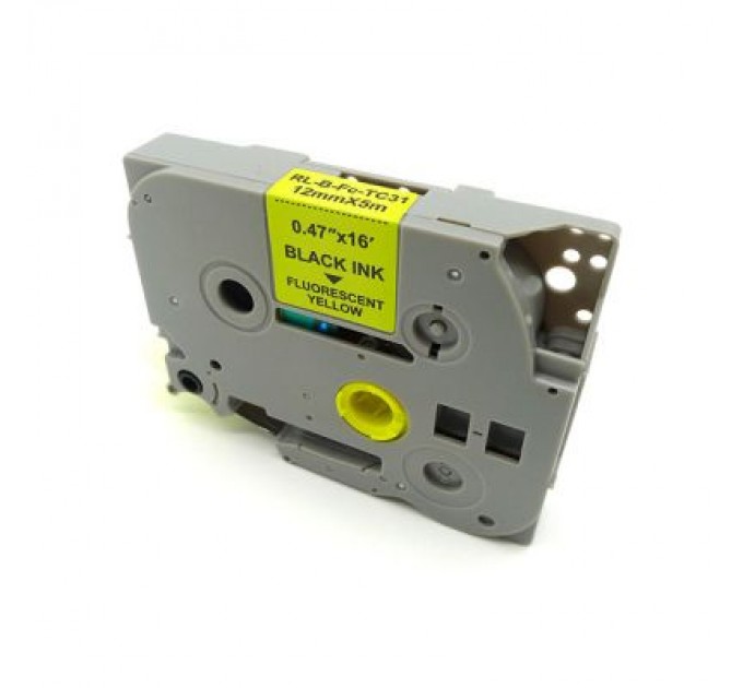 UKRMARK Стрічка для принтера етикеток UKRMARK RL-B-Fc-TC31P-BK/YE, аналог TZEC31. флуоресцентна. 12 мм х 5 (900230)