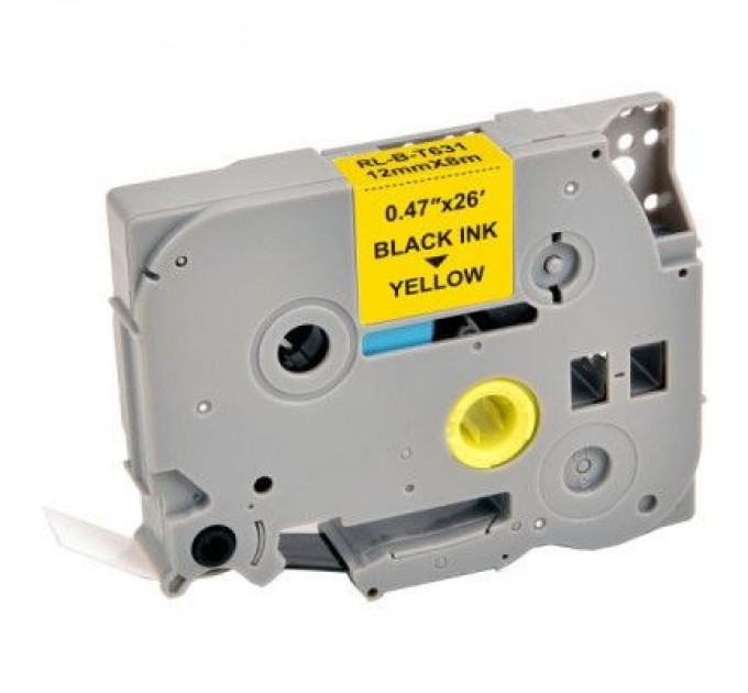 UKRMARK Стрічка для принтера етикеток UKRMARK RL-B-S-T631P-BK/YE, аналог TZES631. підвищеної адгезії 12 мм (900236)
