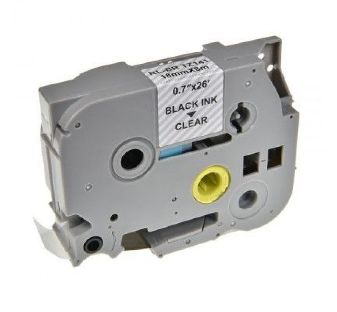 UKRMARK Стрічка для принтера етикеток UKRMARK RL-B-T141P-BK/CL, аналог TZE141. 18 мм х 8 м (900239)