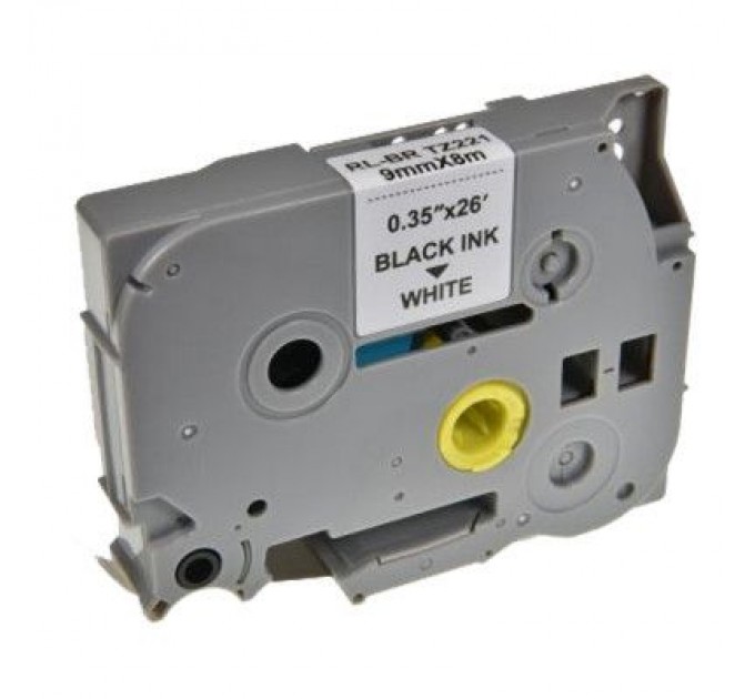 UKRMARK Стрічка для принтера етикеток UKRMARK RL-B-T221P-BK/WT, аналог TZE221. 9 мм х 8 м (900241)