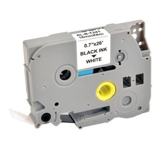 UKRMARK Стрічка для принтера етикеток UKRMARK RL-B-T241P-BK/WT, аналог TZE241. 18 мм х 8 м (900244)