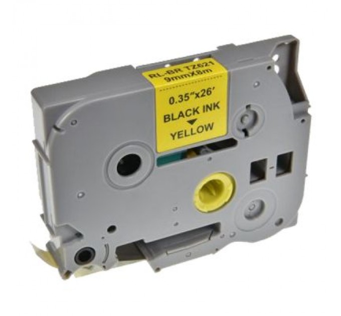 UKRMARK Стрічка для принтера етикеток UKRMARK RL-B-T621P-BK/YE, аналог TZE621. 9 мм х 8 м (900253)