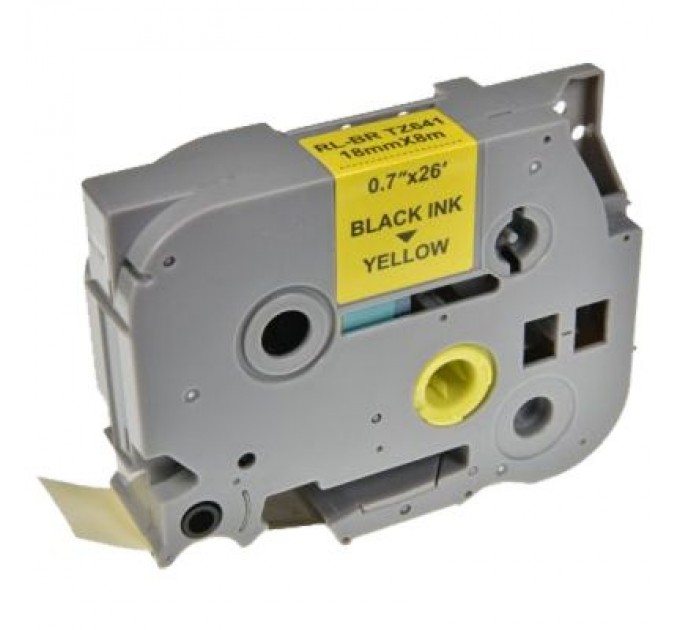 UKRMARK Стрічка для принтера етикеток UKRMARK RL-B-T641P-BK/YE, аналог TZE641. 18 мм х 8 м (900255)