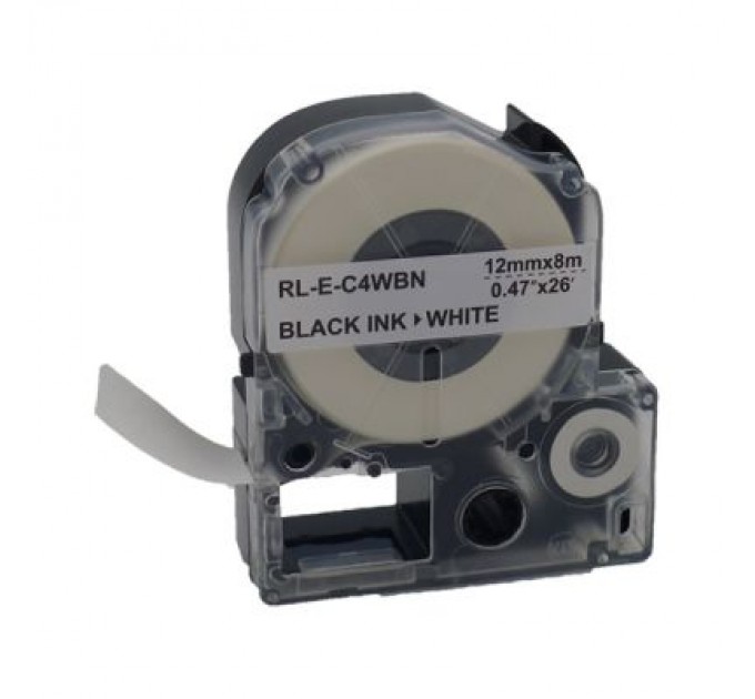 UKRMARK Стрічка для принтера етикеток UKRMARK RL-E-C4WBN-BK/WT, аналог LC4WBN. 12 мм х 8 м (900264)