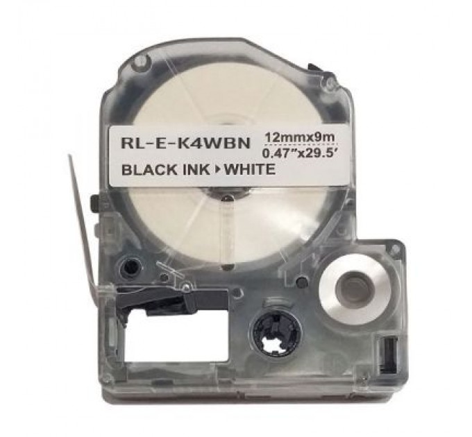 UKRMARK Стрічка для принтера етикеток UKRMARK RL-E-K4WBN-BK/WT, аналог LK4WBN. 12 мм х 9 м (900273)