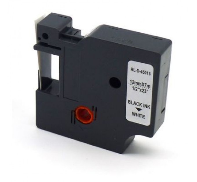 UKRMARK Стрічка для принтера етикеток UKRMARK RL-D-45013P-BK/WT, аналог DYMO S0720530, 12мм х 7м. (900295)