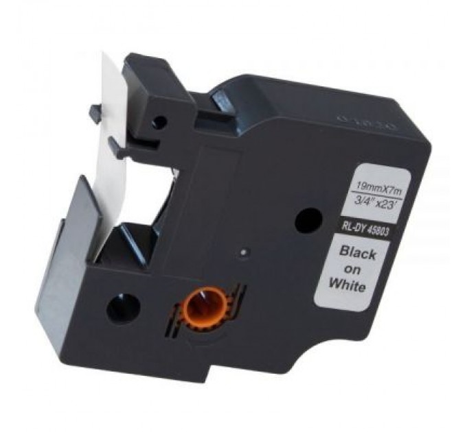 UKRMARK Стрічка для принтера етикеток UKRMARK RL-D-45803P-BK/WT, аналог DYMO S0720830, 19мм х 7м. (900304)
