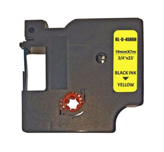 UKRMARK Стрічка для принтера етикеток UKRMARK RL-D-45808P-BK/YE, аналог DYMO S0720880, 19мм х 7м. (900306)