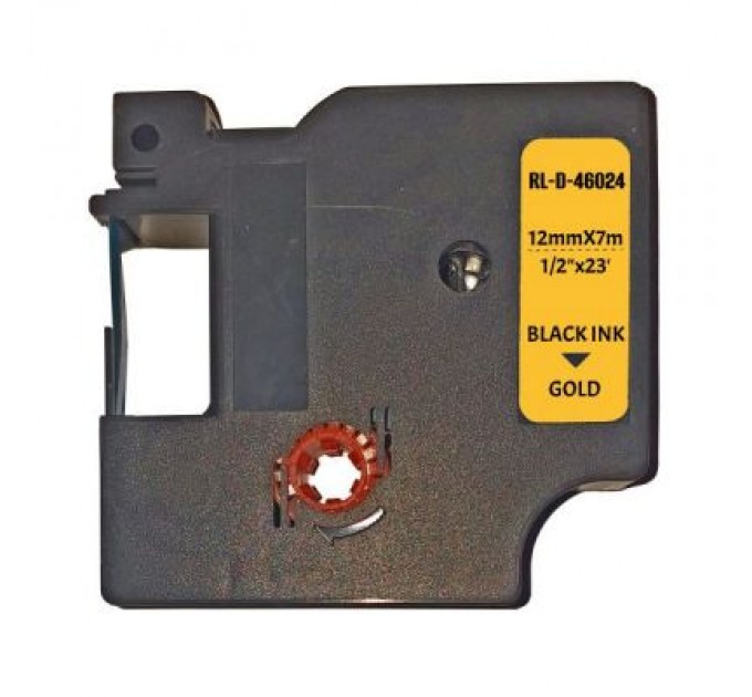 UKRMARK Стрічка для принтера етикеток UKRMARK RL-D-R-46024-BK/GO шовкова стрічка. для DYMO серії D1. 12мм (900309)