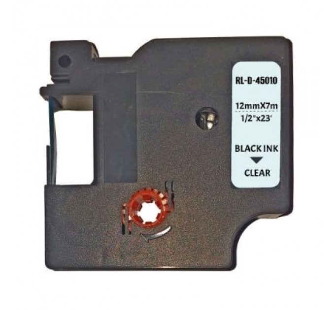 UKRMARK Стрічка для принтера етикеток UKRMARK D-45010P-BK/CL, сумісна з DYMO 45010/S0720500, для серії D1. 12мм х 7м. black on transparent (900615)