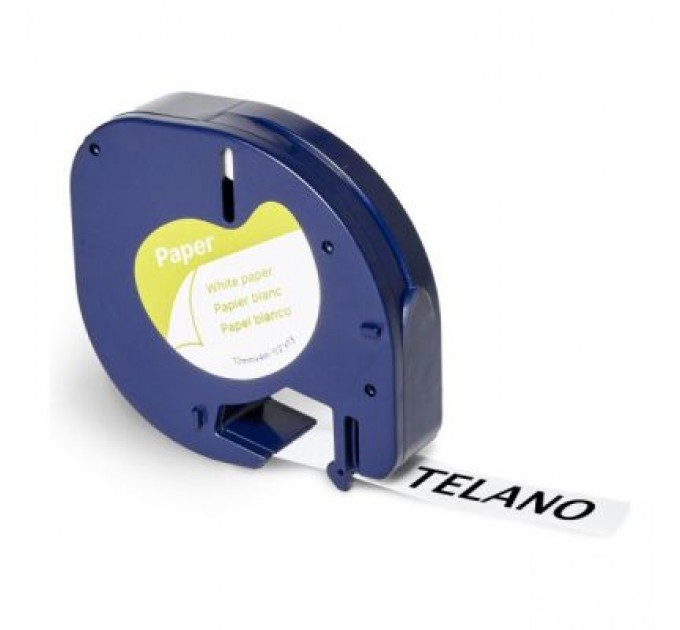 UKRMARK Стрічка для принтера етикеток UKRMARK D-91200-BK/WT, сумісна з DYMO 91200/S0721510, для серії LT. 12мм х 4м. black on white (900618)