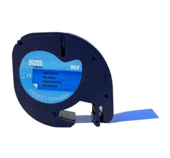 UKRMARK Стрічка для принтера етикеток UKRMARK D-91205-BK/BL, сумісна з DYMO 91205/S0721650, для серії LT. 12мм х 4м. black on синьому (900445)