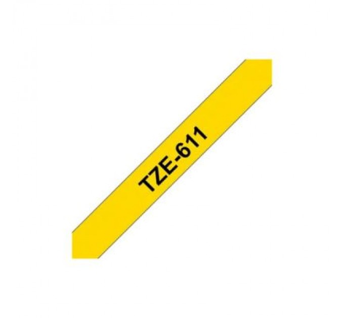 UKRMARK Стрічка для принтера етикеток UKRMARK B-T611P, 6мм х 8м, black on yellow, совместимая с TZe611, ламинированная (900532)