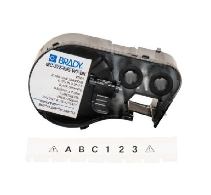 Brady Стрічка для принтера етикеток Brady MC-375-595-WT-BK 9,53мм х 7,62м, black on white, vinyl (139923)
