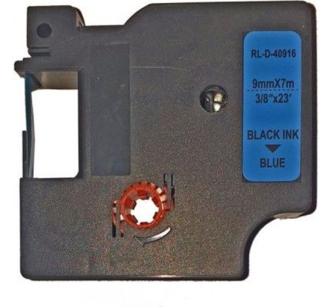 UKRMARK Стрічка для принтера етикеток UKRMARK D-40916P, 9мм х 7м, чорним на синьому, сумісна з DYMO D1 S0720710 (900474)