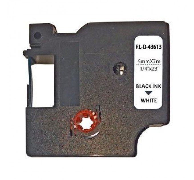 UKRMARK Стрічка для принтера етикеток UKRMARK D-43613P, 6мм х 7м, чорним на білому, аналог DYMO D1 S0720780 (900800)