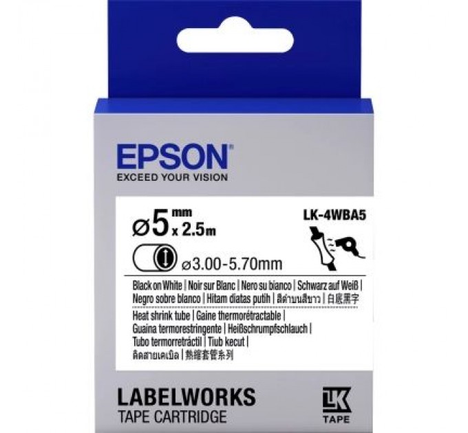 Epson Стрічка для принтера етикеток Epson LK4WBA5 Heat Shrink Tube (C53S654904)