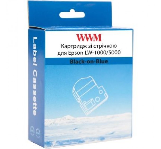 WWM Стрічка для принтера етикеток WWM для Epson LW-1000/5000 36mm х 8m Black-on-Blue (WWM-SC36B)