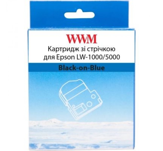 WWM Стрічка для принтера етикеток WWM для Epson LW-1000/5000 36mm х 8m Black-on-Blue (WWM-SC36B)