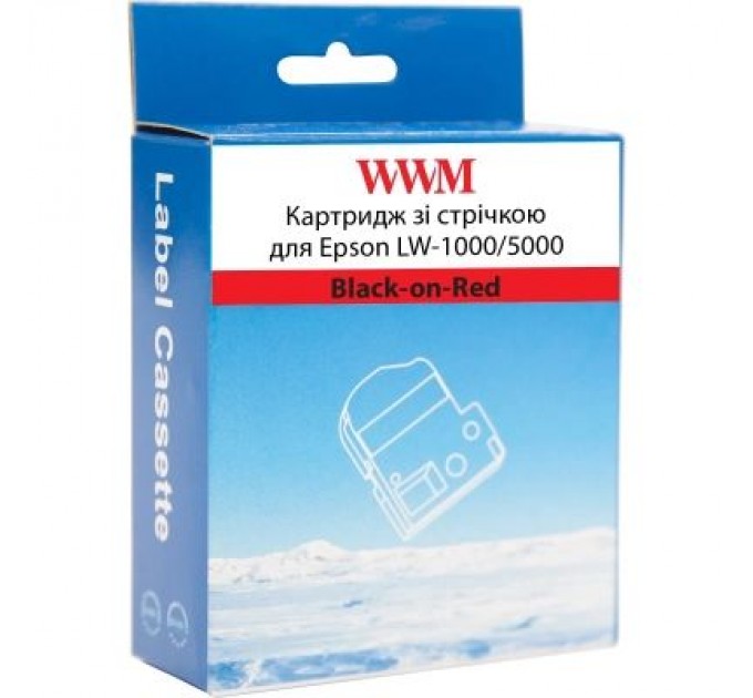 WWM Стрічка для принтера етикеток WWM для Epson LW-1000/5000 36mm х 8m Black-on-Red (WWM-SC36R)
