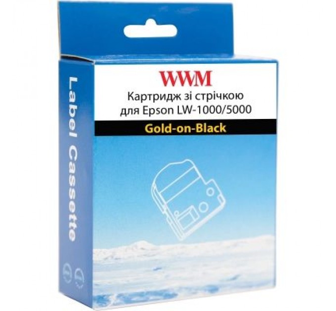 WWM Стрічка для принтера етикеток WWM для Epson LW-1000/5000 36mm х 8m Gold-on-Black (WWM-SC36KZ)