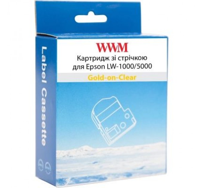 WWM Стрічка для принтера етикеток WWM для Epson LW-1000/5000 36mm х 8m Gold-on-Clear (WWM-ST36Z)