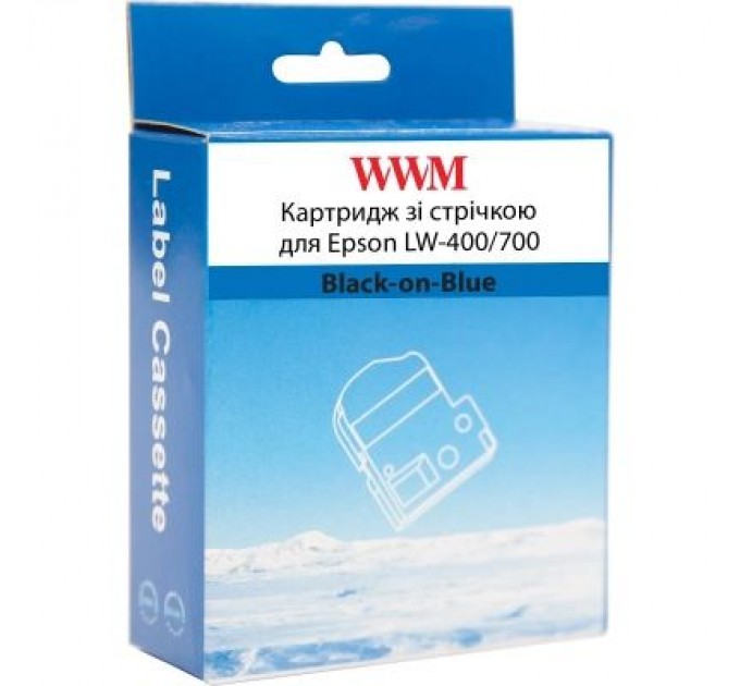 WWM Стрічка для принтера етикеток WWM для Epson LW-400/700 12mm х 8m Black-on-Blue (WWM-SC12B)