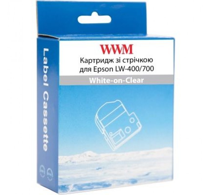 WWM Стрічка для принтера етикеток WWM для Epson LW-400/700 12mm х 8m White-on-Clear (WWM-ST12S)