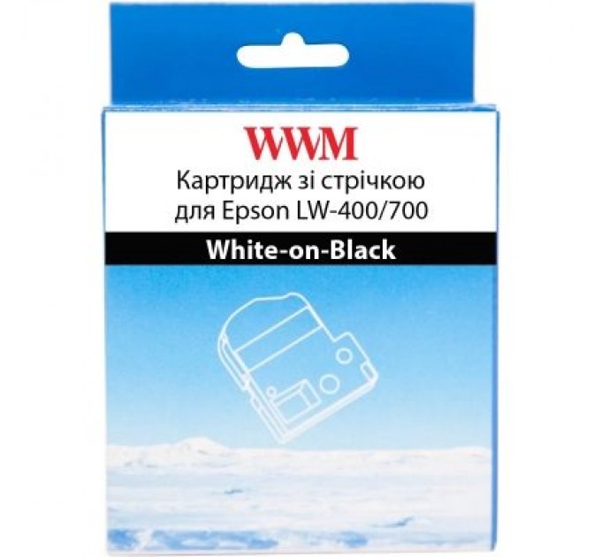 WWM Стрічка для принтера етикеток WWM для Epson LW-400/700 9mm х 8m White-on-Black (WWM-SD9K)