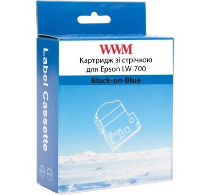 WWM Стрічка для принтера етикеток WWM для Epson LW-700 24mm х 8m Black-on-Blue (WWM-SC24B)