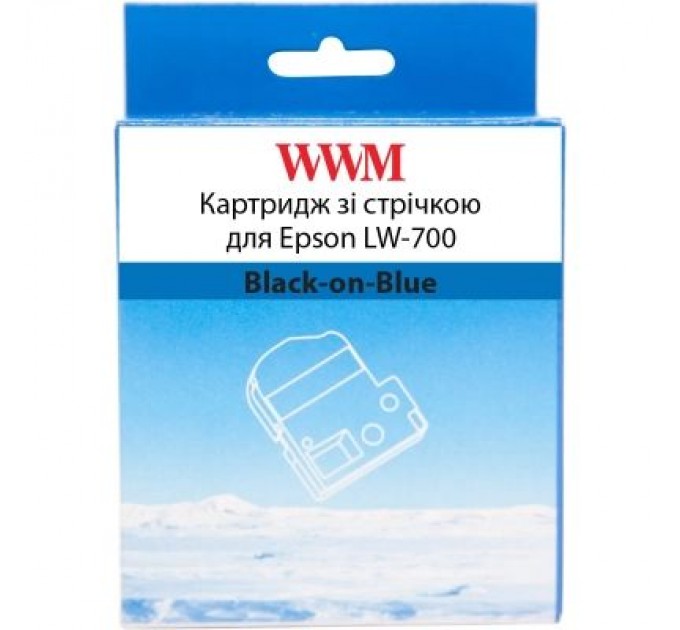 WWM Стрічка для принтера етикеток WWM для Epson LW-700 24mm х 8m Black-on-Blue (WWM-SC24B)