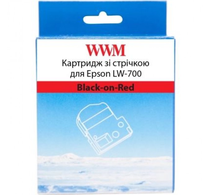 WWM Стрічка для принтера етикеток WWM для Epson LW-700 24mm х 8m Black-on-Red (WWM-SC24R)
