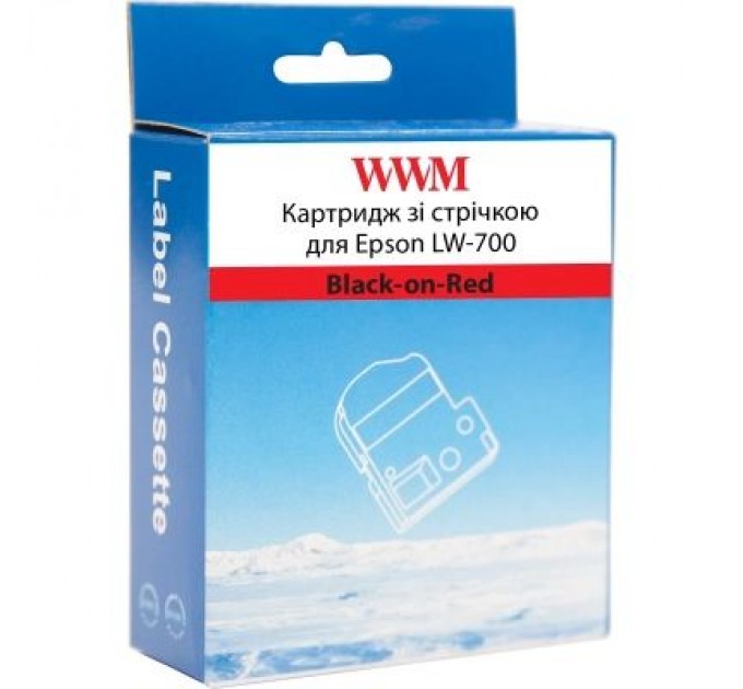 WWM Стрічка для принтера етикеток WWM для Epson LW-700 24mm х 8m Black-on-Red (WWM-SC24R)