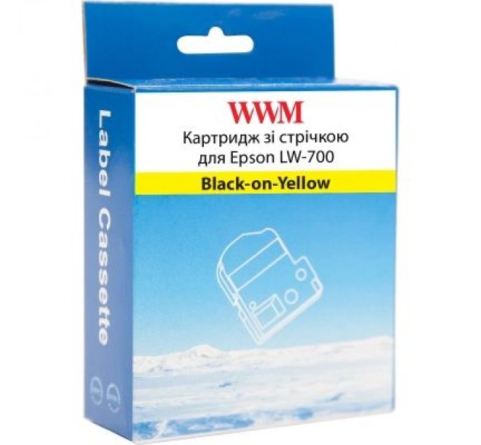 WWM Стрічка для принтера етикеток WWM для Epson LW-700 24mm х 8m Black-on-Yellow (WWM-SC24Y)
