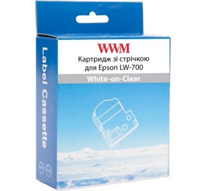 WWM Стрічка для принтера етикеток WWM для Epson LW-700 24mm х 8m White-on-Clear (WWM-ST24S)