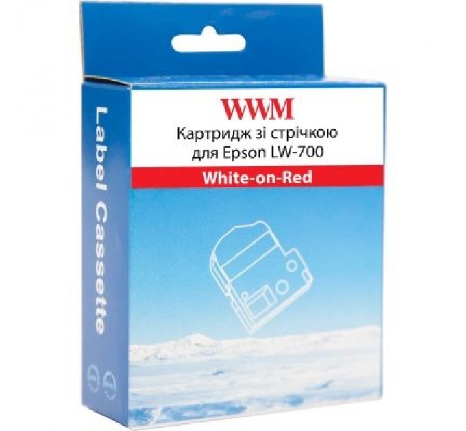 WWM Стрічка для принтера етикеток WWM для Epson LW-700 24mm х 8m White-on-Red (WWM-SD24R)