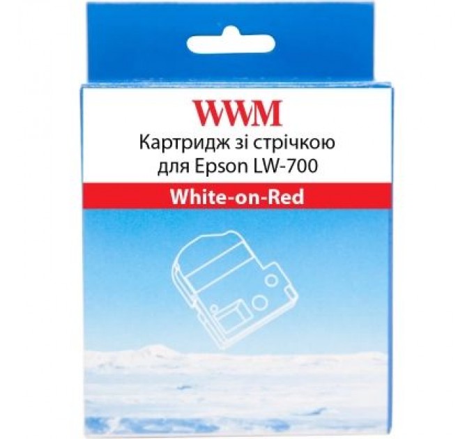 WWM Стрічка для принтера етикеток WWM для Epson LW-700 24mm х 8m White-on-Red (WWM-SD24R)