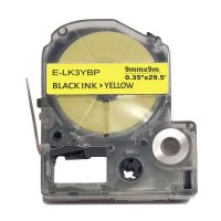 Стрічка для принтера етикеток UKRMARK E-K3YBP, 9мм х 9м, black on yellow, сумісна з LK-3YBP (900855)