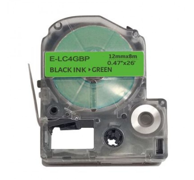 UKRMARK Стрічка для принтера етикеток UKRMARK E-LC4GBP, 12мм х 8м, black on green, сумісна з LC-4GBP (900508)