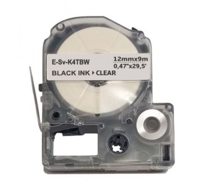 UKRMARK Стрічка для принтера етикеток UKRMARK E-Sv-LK4TBW, 12мм х 9м, black on transparent, сумісна з LK-4TBW (900493)