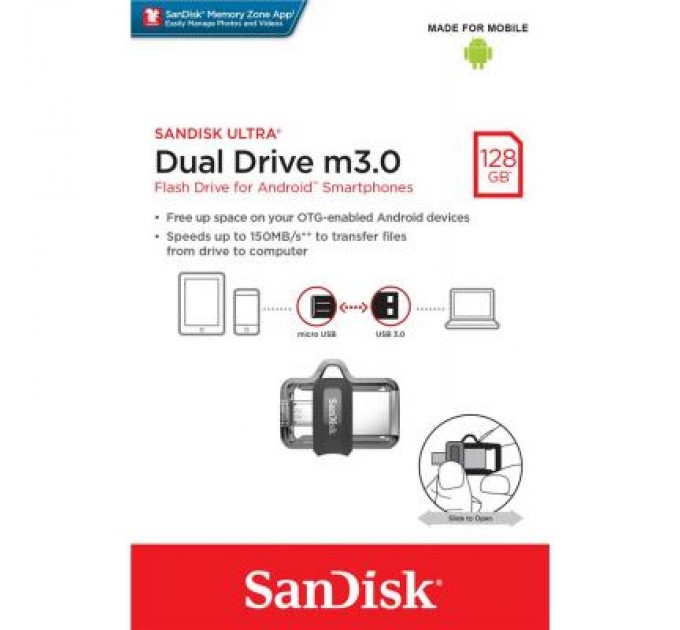 SanDisk USB флеш накопичувач SanDisk 128GB Ultra Dual Drive M3.0 USB 3.0 (SDDD3-128G-G46)