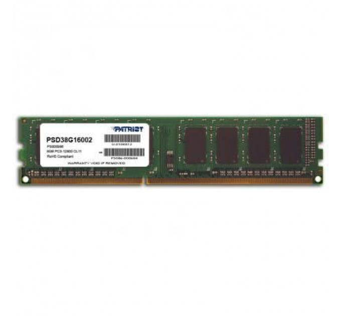 Patriot Модуль пам'яті для комп'ютера DDR3 8GB 1600 MHz Patriot (PSD38G16002)