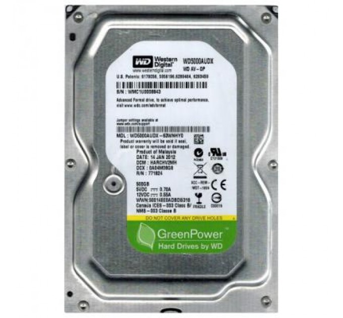 WD Жорсткий диск 3.5"  500Gb WD (#WD5000AUDX #)