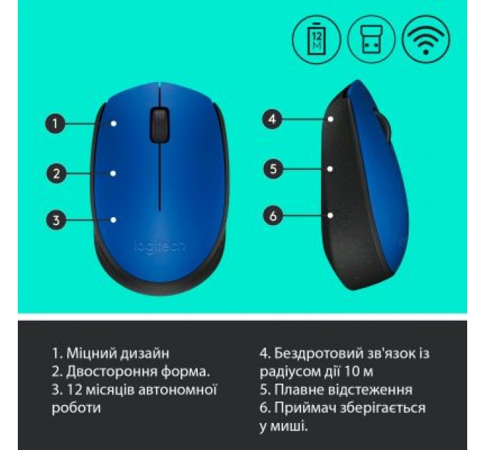 Logitech Мишка Logitech M171 Blue (910-004640)