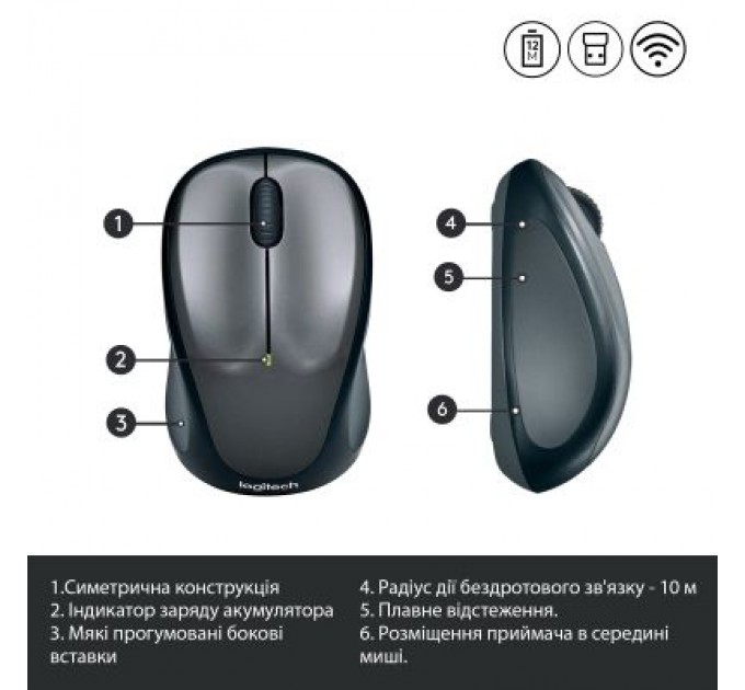 Logitech Мишка Logitech M235 Grey (910-002201)