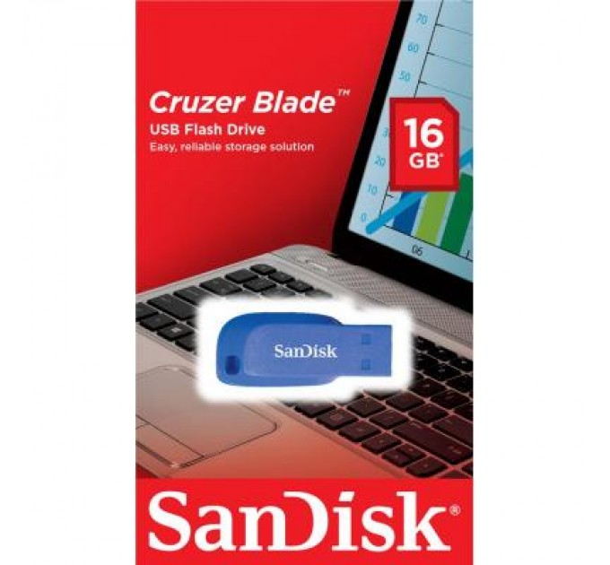 SanDisk USB флеш накопичувач SanDisk 16GB Cruzer Blade Blue Electric USB 2.0 (SDCZ50C-016G-B35BE)