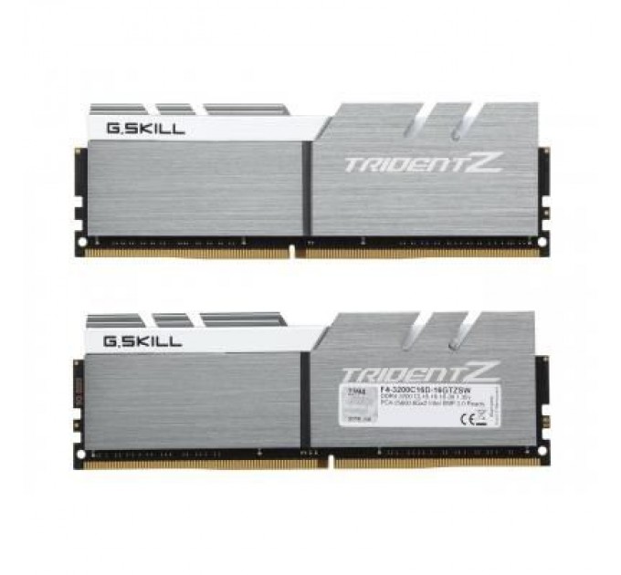G.Skill Модуль пам'яті для комп'ютера DDR4 16GB (2x8GB) 3200 MHz Trident Z Silver H/ White G.Skill (F4-3200C16D-16GTZSW)